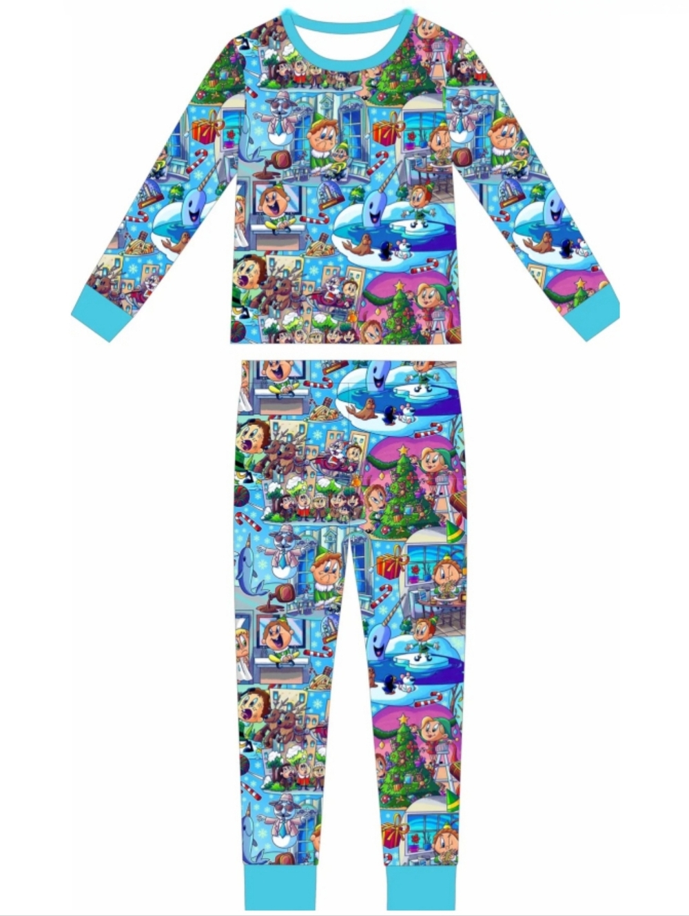 Bay & Shay Bamboo Elf The Movie Long Sleeve & Pants PJ Set Unisex Size 7/8